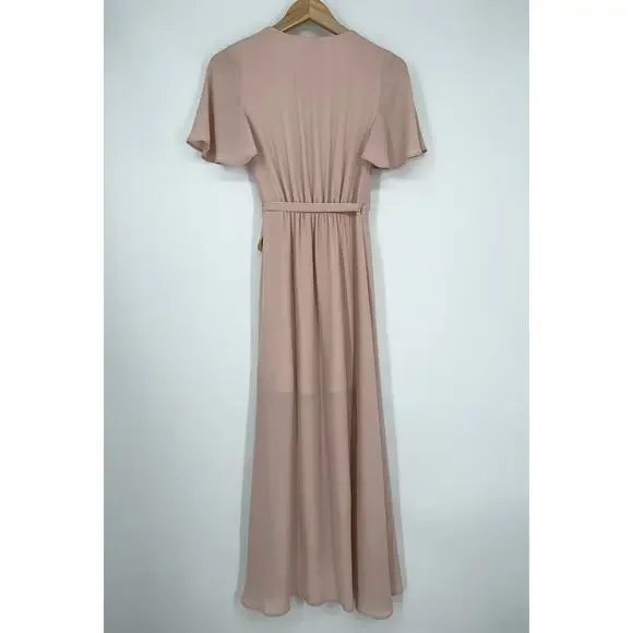 dusty blush crisp bridesmaid dresses Jasmine Halter Midi Dress ~ Dusty Blush Crisp M main image 0